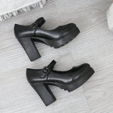 Mary Jane Shoes Round Head 2024 New Hot Girls Jk Uniform Small Leather Shoes High Heels Single Shoes With Thick