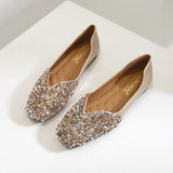 Women's Ballet Flats Fashion Princess Shoes for Casual Crystal Boat Shoes Sparkling Rhinestone Women Flats Lazy Loafers