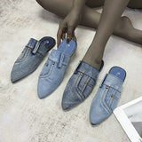 New Shoes for Women Mules Women's Slippers Fashion Pointed Toe Slippers Women Denim Shoes Ladies Comfortable Flat