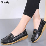 New Woman Flats Leather Shoes Woman Slip on Femme Flats Moccasins Women's Loafers Spring Autumn Mother Casual