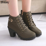 Size 35-43 Winter Casual Women Pumps Warm Ankle Boots Waterproof High Heels Snow 2020 Shoes Botas Patent Botas