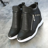 Platform Sneakers Womens Shoes White Zipper Autumn Women Casual Shoes Woman Wedge Sneakers for Women Fashion Increase
