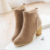 Woman Autumn Winter 2023 Chunky Heels Zip Shoes Luxury Fashion Chelsea Ankle Women's Boots Size