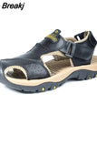 Men Sandals Genuine Leather Men Casual Shoes Outdoor Men Leather Sandals for Men Beach Shoes Roman Shoes Plus Size
