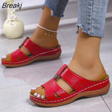 Women 2023 New Summer Wedge Platform Orthopedics Sandals Retro Rome Peep Toe Breathable Beach Ladies Shoes