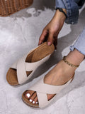 Breakj New Large Size Leather Bread With Thick Bottom Crocs Light Good Wear Sandals Women
