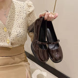 High-Heeled Fairy Mary Jane Shoes Spring 2024 New Vintage Medium-Heeled JK Shoes Lori Black Single