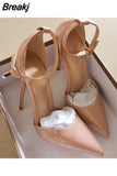 Strap classic pointed toe high heeled exquisite elegant single shoes 12cm high heel party women shoes QP121