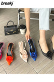Brand Flower Slingbacks Sandals Women Thin High Heels Pointed Toe Mules Shoes Wedding Bridal Ladies Elegant Dress
