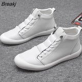 Genuine Leather Shoes Men High top Sneakers Ins Fashion Men White Shoes Cool Street Young Man Footwear Male Sneakers