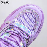 Quality Women Chunky Sneakers 2023 Fashion Purple Sports Shoes Luxury Brand Bling Rhinestone Women's Casual Shoes Ladies