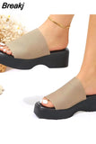 Heeled Women's Slippers 2023 European Style Comfy Walking Beach Sandal Summer Outside Simply Lady Slippers Plus Size