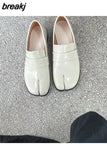 Split Toe Flats Shoes Women Slip On Casual Loafer Chunky Heel British Oxford Shoes 2023 Autumn Footwear Zapatos De