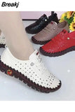 Spring Sneakers Women Shoes Platform Loafers Casual Lace Up Leather Flat Slip-On Mom Shoe Mujer Zapatos Chaussure