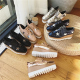 Womens Sneakers Shoes Wedge Basket 2024 Platform Tennis Female Roses Fashion Thick Sole Silver Trainers High Lace-Up Fabric PU
