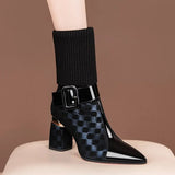 High Heels Ankle Chelsea Boots Women Sexy Pointed Toe Shoes Winter 2024 New Designer Party Chunky Zip Botas Pumps