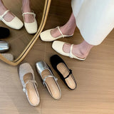 Gentle Semi-Slippers Flat-Soled Shoes Women's Bag Head With A Soft Sole Silver Mary Jane Women's Shoes Temperament Word