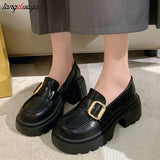 Women's Shoes Platform Autumn Round Toe Female Footwear Loafers With British Style Shallow Mouth Oxfords Casual Sneaker