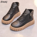 New Winter Women Platform Sneakers Fashion Lace Up Casual Snow Boots Ladies Cotton Shoes White Warm Plush Short