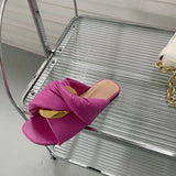 Ladies' Slippers Low Luxury Slides Rivet Slipers Women Designer Soft 2023 Flat Rubber Fabric Rome Hoof Heels PU