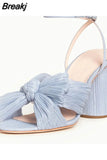 Dropship 2023 Summer Woman Sandals Chunky Heel Ankle Strap Lady Office Sexy Party Wedding Shoes Woman