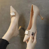 Summer Footwear Formal Shoes for Women 2023 Black with Medium Heels Stilito Moccasins Bow Elegant Dress Spring on Sale