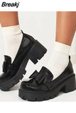 Women Loafers Shoes Brand New Dropship 2023 Spring Fashion Sweet Lolita Cosplay Walking Comfy Chunky Heels Women