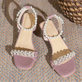 Heel Sandals, Women's Sandals 2024 Summer New Line with Pearl Fashion Sandals, Women's