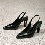 Breakj Shoes Black High Heels Muller Sandals Fashion Party Party Pointed Simple Back High Heel
