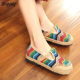 Women's Linen Thailand Embroidery Flat Slippers Summer Fashion Vintage Ladies Chinese Style Casual Cotton Home Shoes Size