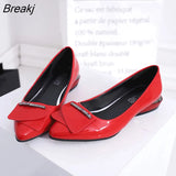 Elegant Red Pointed Toe Flat Shoes Women Patent Leather Flats Fashion Slip On Ladies Shoes Lady Slip On Ballet Office