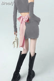 Knitted Y2k Mini Dress Woman Sexy Korean Style Sweater Dress Casual Pure Color Elegant Dress 2023 Spring Short