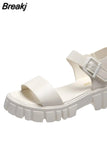 Platform Sandals One Word Ankle Buckle Summer Ladies Non-Slip Casual Open Toe Shoes 2023 New Ladies Fashion