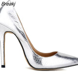 Sexy Crocodile Women Pumps Beauty Party Shoes Spring Summer High Heels Wedding Gold