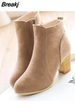 Autumn And Winter Short Cylinder Boots With High Heels Boots Shoes Boots Women Ankle Boots With Thick Scrub