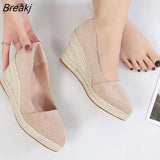 Summer Shoes Women Heeled Shoes Ladies Wedge Heels Retro Brand Women Pumps Casual Woman Wedges 8cm Big
