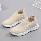 Women's Casual Vulcanized Shoes Fashion Mesh Elastic Knitted Sneakers Women Flat Ladies Slip on Female Footwear Feminino