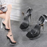 Wedding Shoes New Women 2023 High Night Club Sandals Crystal Bottom Waterproof Wedding Shoes Steel Tube Dancing