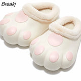 Cute Cat Paws Furry Slippers Funny Indoor Home Fluffy Slides Female Floor Kawaii Shoes Slippers Lovely Cat Cotton
