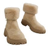 Breakj Snow Boots Women Autumn And Winter New Plus Thick Short Cylinder British Wind Martin Boots Outside Wearing Cotton