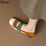 Autumn New Ladies Square Head French Retro Elegant Low Heel Mary Jane Shoes Leather Thick Heel One Word Strap Shoes