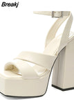 New Platform Woman Sandals Super High Heel 2023 Summer Crystal Fashion Sexy Woman Wedding Sandals Shoes Big Size