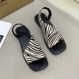 Breakj Sandals Women 2025 Summer New Large-Size Fish Mouth Side Empty Fashion Thick Heel Low-Heeled Sandals