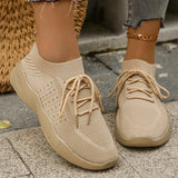 Spring White Knitted Sneakers Women Lightweight Non Slip Fitness Sports Shoes Woman Lace Up Breathable Mesh Flats Female