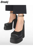 Brand Women High Heesl Shoes Sexy Thick Heel Platform Shoes Square Toe Rhinestone Woman's Pumps Party Wedding Shoes