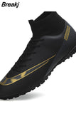 Men Soccer Shoes Turf Black Kids Cleats Training Football Boots High Ankle Sport Sneakers Size