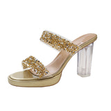sequins Slippers Women summer new Sexy transparent heel open toe slippers Women Fashion Casual Slippers Large size