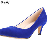 Women Pumps Sexy High Heels Shoes Flock Pointed Toe Red Wedding Pump Woman Casual Slip-on Dress Shoe