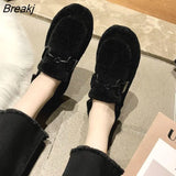 Women Winter Warm Flats Cotton Shoes Plush Moccasins Slip-on Plush Loafers Chaussures Plates Casual Shoe Female Chaussures