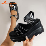 Design 2023 New Summer Platform Wedges Sandals For Women Gothic Punk Buckle Comfy Fashion Sandals Woman Shoes Big Size
